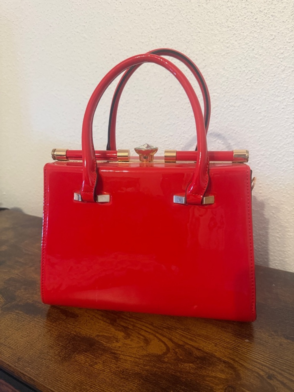 Red Patent Top-Handle Women’s Handbag